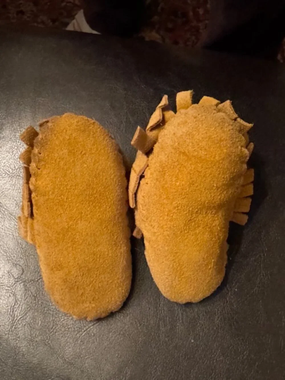 Vintage Native American Beaded Suede Leather Baby Child Moccasins